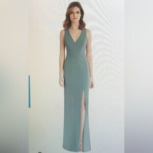 After Six Bridesmaid Dress with Slit - color Icelandic